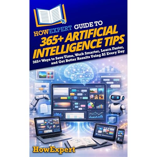 Cover of HowExpert Guide to 365+ Artificial Intelligence Tips