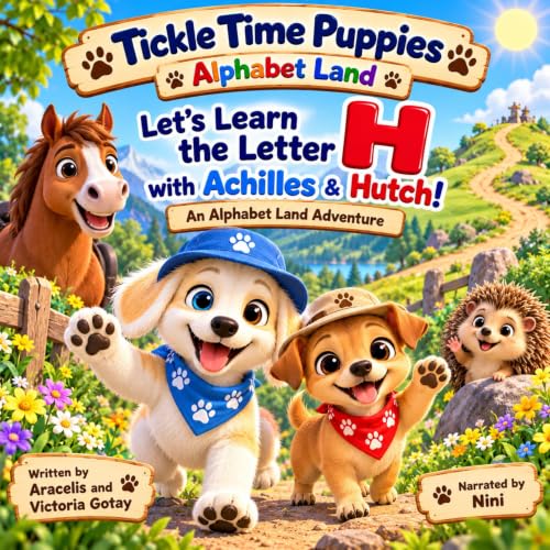 Cover of Let's Learn the Letter H With Achilles & Hutch (Tickle Time Puppies Book 8)