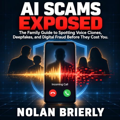 Cover of AI Scams Exposed: The Family Guide to Spotting Voice Clones, Deepfakes, and Digital Fraud Before They Cost You