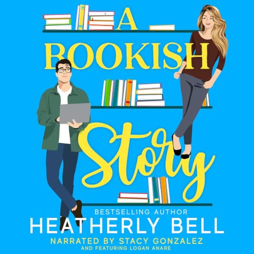 Cover of A Bookish Story: a clean and wholesome, workplace, secret identity, book lovers romance