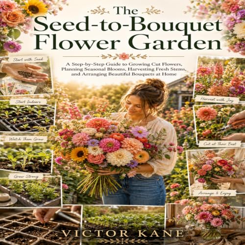 Cover of The Seed-to-Bouquet Flower Garden: A Step-by-Step Guide to Growing Cut Flowers, Planning Seasonal Blooms, Harvesting Fresh Stems, and Arranging Beautiful Bouquets at Home