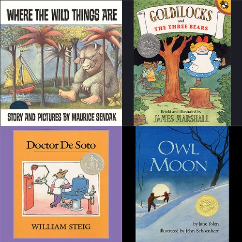 Cover of Where the Wild Things Are, Goldilocks and the Three Bears, Doctor De Soto, & Owl Moon