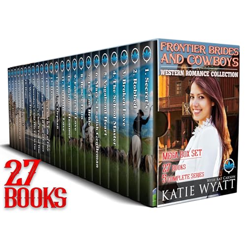 Cover of Frontier Brides and Cowboys Western Romance 27 Book Mega Box Set 5 Complete Series