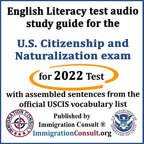 Cover of English Literacy Test Audio Study Guide for the U.S. Citizenship and Naturalization Exam with Assembled Sentences from the Official USCIS Vocabulary List